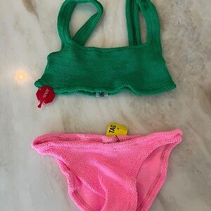 Hunza G Green and Pink Bikini Set